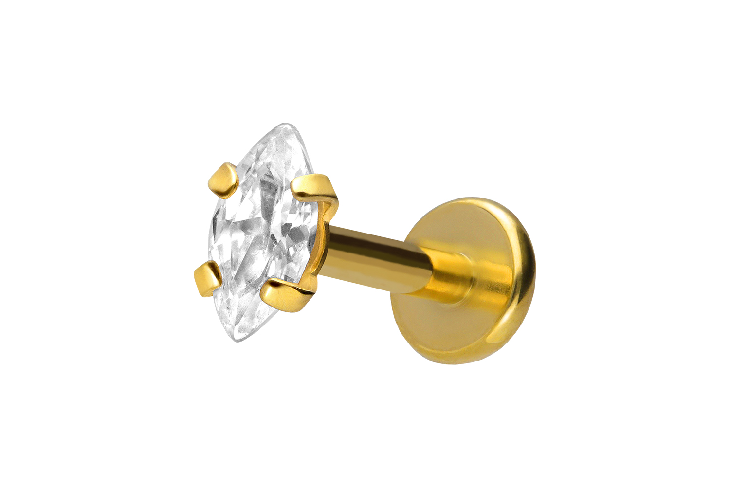 Titan Labret Piercing mit Innengewinde EINGEFASSTER KRISTALLTROPFEN